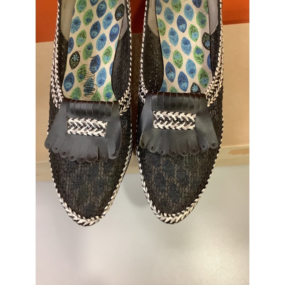 Vintage 1950's Williams Black & White Mesh Shoes/ Flats/Pumps with Box